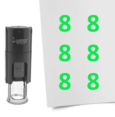 CombiCraft Stempel Getal 8 10mm rond groene inkt - per 1 stuk