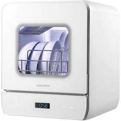GORGENOX tafelmodel vaatwasser voor thuisgebruik, 3 couverts, voor moeder en baby, alles-in-één wassen, desinfecteren, drogen en bewaren, klein
