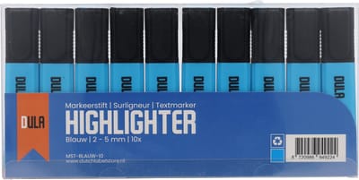 Markeerstiften blauw - Markeerstift - Fluostiften - Markeren - 10 stuks - DULA