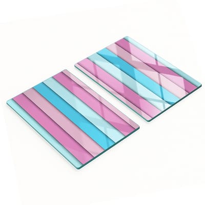 Decoratieve glazen snij- en serveerplanken, gekleurde strepen, 2x40x52 cm