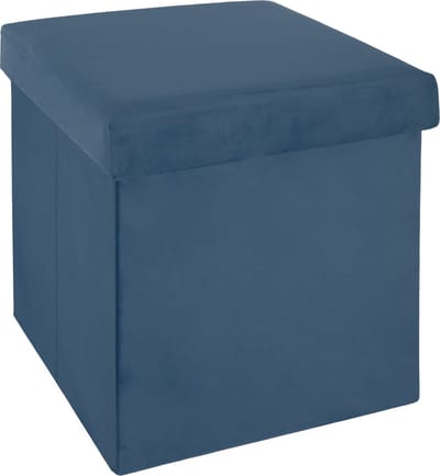 Atmosphera Poef/hocker/voetenbankje - opbergbox - blauw - PO/MDF - 38 x 38 x 38 cm - opvouwbaar