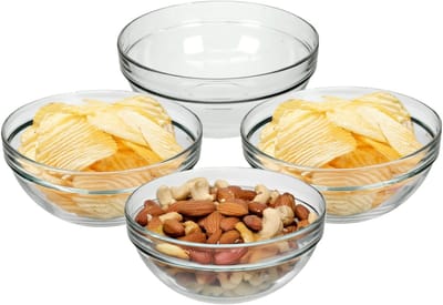 Luminarc Schaaltje/kommetje - 4x - glas - 14 x 6 cm - snackschaaltje/toetjes schaaltje