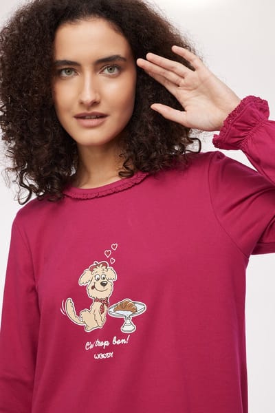 Woody Slaapkleedje framboos-rood - maat 164/14J