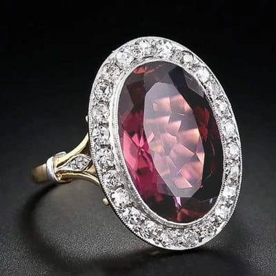 Prachtige Vrouwen Ovalen Rode Zirconia Bruiloft Feest Ring Tweekleurig Ontwerp Elegant Verjaardagscadeau Nobele Mode Sieraden Voor Vrouwen 10 white