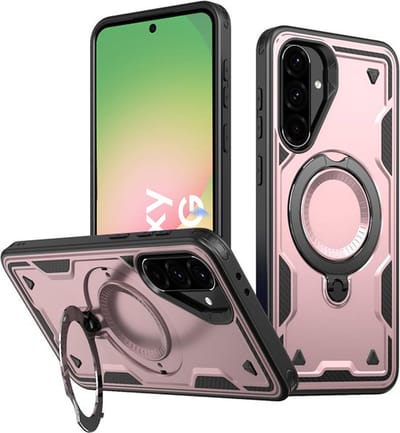 Hoesje Geschikt voor Samsung Galaxy A56 - Armor hoes met Ringhouder - Arara backcover - Rosegoud