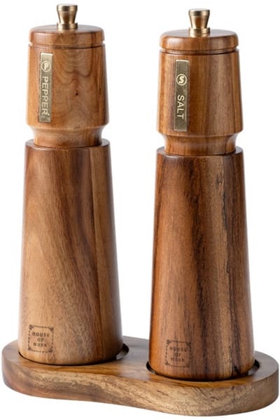 House of Husk Pepermolen en Zoutmolen Set - Peper en Zoutstel - Kruidenmolen - Premium Rubberhout - 20CM
