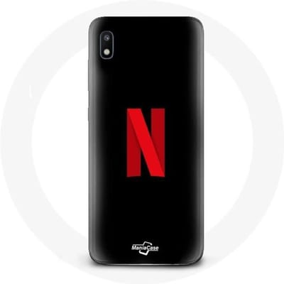 Hoesje voor Samsung Galaxy A10 Netflix Logo rood zwarte achtergrond zwart