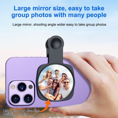 Telefoon Achtercamera Selfie Spiegel met BT Afstandsbediening voor Selfie Vlog Live Stream zwart