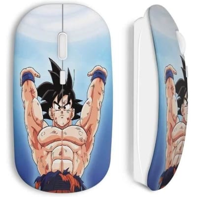 Souris sans Fil - Dragon Ball Z - Son Goku - Compatible Mac et PC - Clé USB Wi-Fi - Blanc