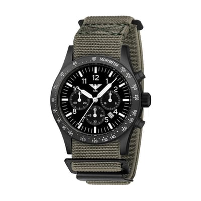 KHS - KHS.PLABSSC.DFSGO - Polshorloge - Heren - Solar - PLATOON Black Steel Solar Chronograph