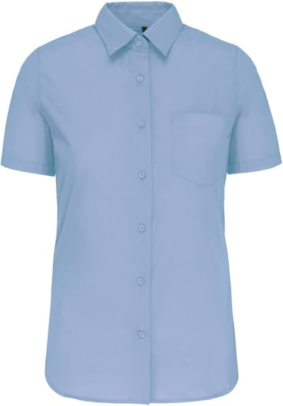 Kariban Dames Poplin Blouse Korte Mouwen K544 - Bright Sky - L
