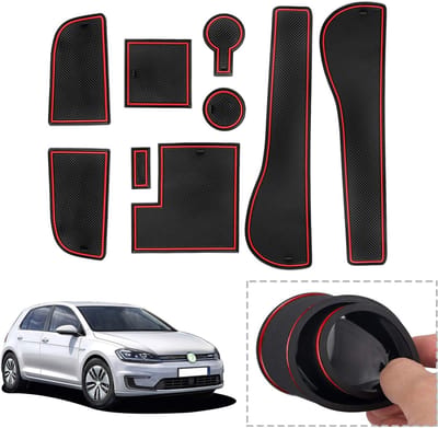 Non-Slip Rubber Mat voor Golf 7, 7.5 GTI GTD GTE R Variant - Armsteun, Console en Deurgroef (Rood)