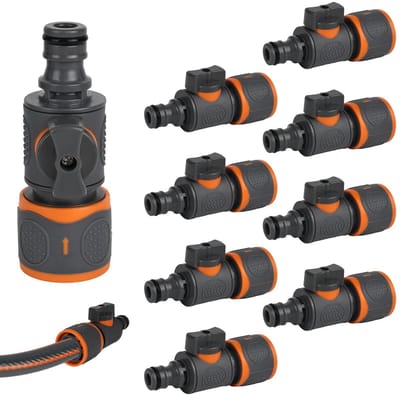 Dailygoods - koppeling met regelventiel, 8 stuks tuinslang snelkoppeling, tuinslang verbinder met afsluitklep, slangverbinder voor 1/2 inch water slangen, slanguitloopstukken