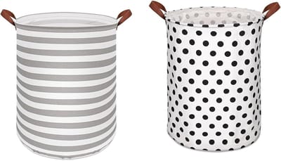 Vouwbare Wasmanden Set van 2, Grote Ronde Opbergmanden voor Kleding, Speelgoed en Dekens, 65 Liter