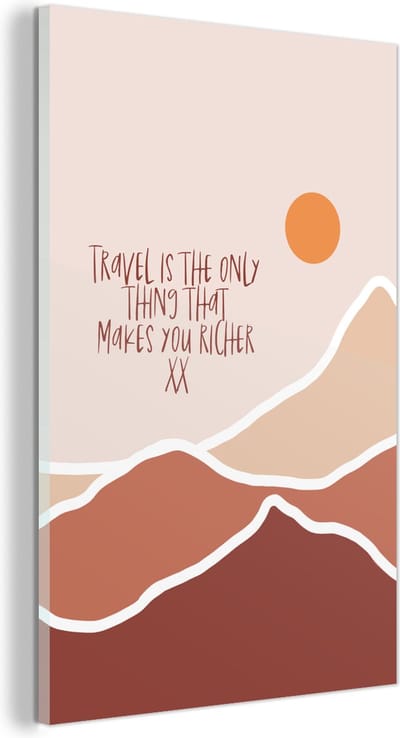 MuchoWow® Glasschilderij 120x180 cm - Schilderij acrylglas - Spreuken - Quotes - Travel is the only thing that makes you richer - Foto op glas - Schilderijen