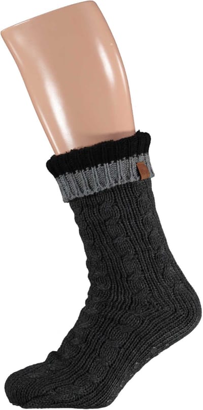 Apollo - Huissokken heren met vacht - Anti slip - Grijs - One size - Fluffy sokken - Slofsokken - Huissokken anti slip - Huisokken - Warme sokken heren