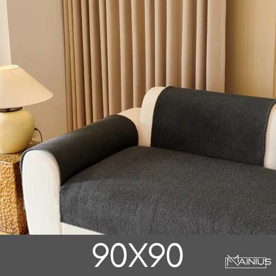 Teddy Bankhoes / Zetelovertrek – 1-Zits 90x90 - Donker Grijs – Pluche Sofa Protector – Zachte Teddy Plaid Beschermhoes voor Bank, Zetel & Salon - Bankhoezen, Bankbeschermer, Cover, Bankkleed, Zetelhoes - Tegen beschadigingen en vlekken