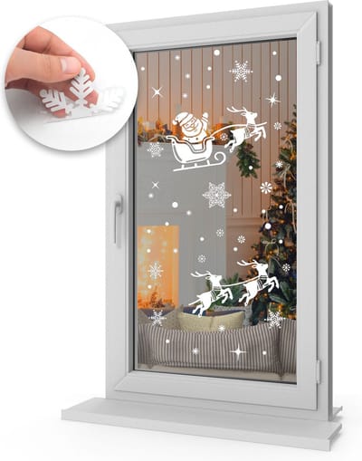 Q2P - Kerst Raamstickers - Slee - Rendieren - Wit - Raamdecoratie Stickers - Raamversiering – 47 Stuks