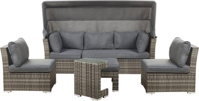 CORTE - Loungeset voor 6 - Donkerbruin - PE rotan