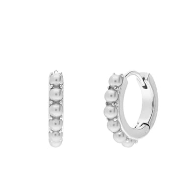 Lucardi Dames Stainless steel oorringen met parel voor dames - Oorbellen - Staal - Zilverkleurig