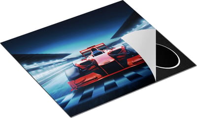 Chefcare Inductie Beschermer Formule 1 Auto bij de Finish - Rood - 60x50 cm - Afdekplaat Inductie - Kookplaat Beschermer - Inductie Mat