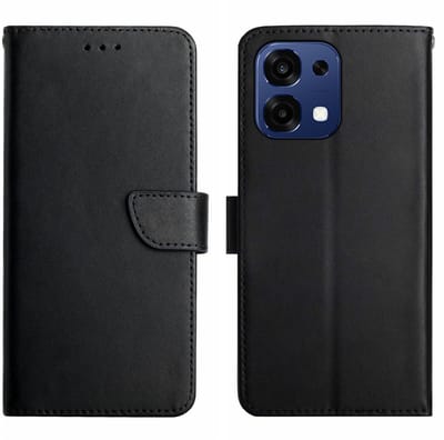 Coverup Hoesje - Geschikt voor OPPO A6 Pro 5G Hoesje - Coverup Genuine Leather Book Case - Echt Leder - Zwart