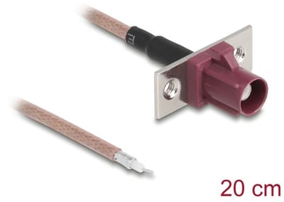 Delock Antenna Cable FAKRA D jack to open wires RG-316 20 cm 2 prepunched holes