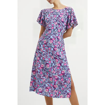 French Connection Fotini Eco Delphine Cut-out Back Midi Dress Placid Blue Maat: 6 | Midi Jurken Outlet | Dames | Blauw