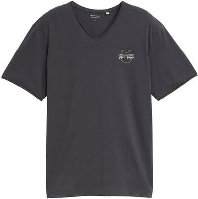 Tom Tailor - T-shirt met V-hals - Maat S - Tarmac Grey