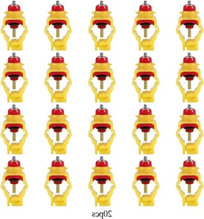 Pluimvee Drinkers - Automatische Nippels - Vers Water Geven - Zelfsluitend Mechanisme - 20 Stuks - Geel