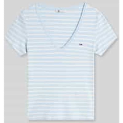 slim fit T-shirt van katoenmix