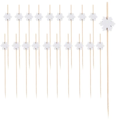Cocktailprikker Bamboe Sneeuwvlok 12 cm 20 stuks - Cocktail Prikker - Snack Spiesjes