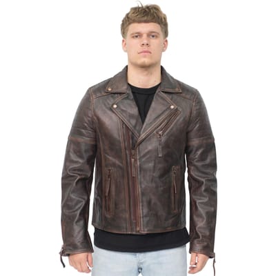Leren bikerjack van Brando met dubbele kruisrits, Casablanca