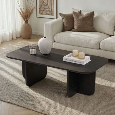 Asir - Salontafel - Hout Zwart - 100% met melamine gecoat spaanplaat - 120 x 60 x 41 cm