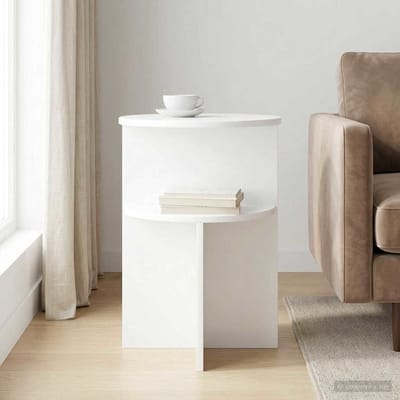 vidaXL - Bijzettafel - Hoogglans - Wit - Ø - 39,5 - x - 55 - cm - Bewerkt - hout