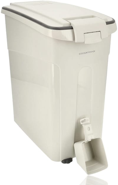 Voedselcontainer voor Honden & Katten – 54L Luchtdichte Dierenvoer Container met Wieltjes & Schep – Voor ca. 20 kg Droogvoer, Kattenbakvulling of Hondenbrokken