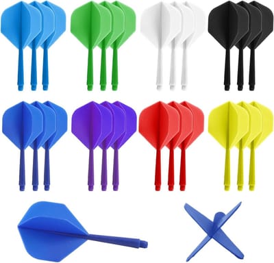 Allecto Plus - 24 stuks Geïntegreerde Pijltjesvluchten met As, Darts Accessoires, Professionele Gedurfde Kleuren