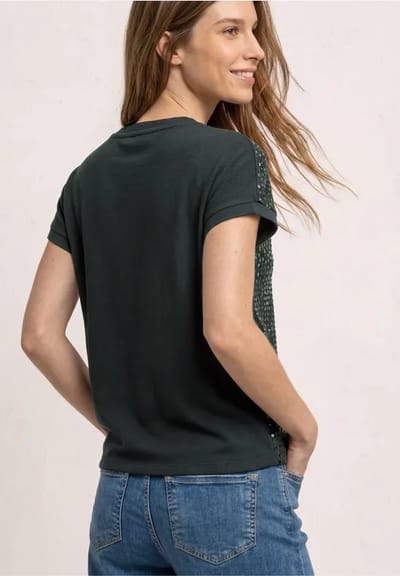 Shirt met ronde hals en pailletten