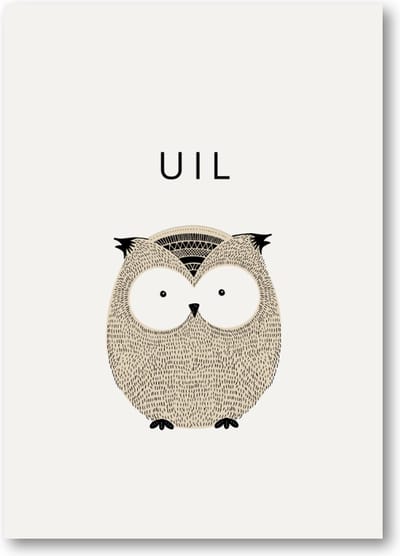 Schattige Uil - A3 Poster Staand - 30x42cm - Besteposter - Minimalist - Dieren - Kinderen - Kinderkamer