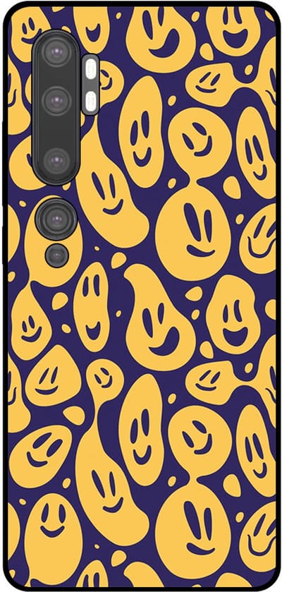 Smartphonica Telefoonhoesje Geschikt voor Xiaomi Mi Note 10 / 10 Pro met smiley opdruk - TPU backcover case emoji design - Paars Geel geschikt voor Xiaomi Mi Note 10;Xiaomi Mi Note 10 Pro