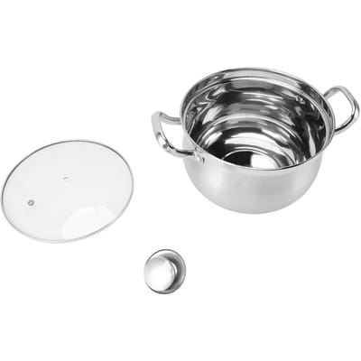 24cm Soeppan 201 Roestvrij Staal Morsbestendige Soeppan met Dubbel Handvat Deksel Glas voor Keuken L