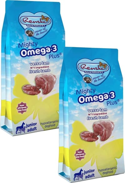 Renske Mighty Omega Plus Junior/Adult Lam&Rijst - Hondenvoer - 2 x 3 kg Dogshopper
