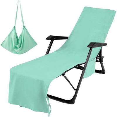 Loungestoel Handdoekhoes Strandstoelhoes Ultrafijne vezel met zakken Extra lange strandhanddoeken