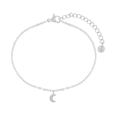 Essentialistics - Armband textuur maantje - Volwassenen - Zilverkleur - Stainless steel (verkleurt niet) - Verlengkettinkje