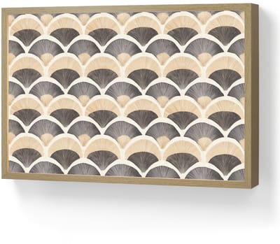 Wandlamp 60x40 cm - Oplaadbaar - Waaier - Patroon - Zwart - Beige - Wandlampen binnen woonkamer - Slaapkamer lamp - Decoratieve nachtlamp - Vloerlamp draadloos