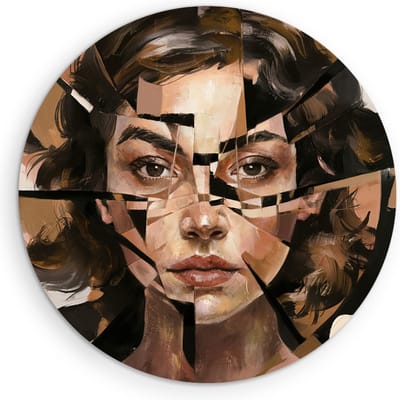 Saammp Muurcirkel Hout - Vrouw gemaakt uit stukken - abstract - Ø 90 - Wandcirkel - Wanddecoratie Cirkel - Muurdecoratie Woonkamer - Slaapkamer decoratie - Rond Schilderij
