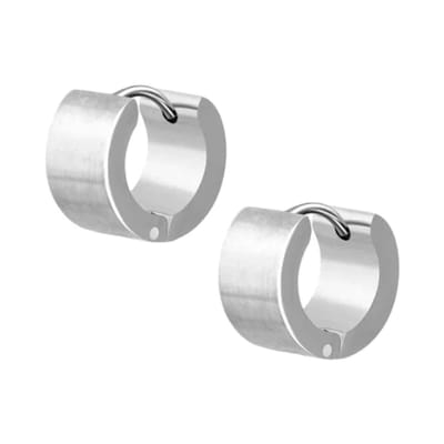 Aramat Jewels | Oorringen | RVS Brede Oorringen Zilverkleur 14x7mm - Dikke Hoepel Oorbellen | | | |7mm | Staal | Volwassenen | Verkleurd niet