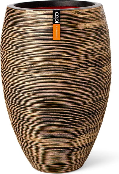 Capi Europe - Vaas elegant deluxe Rib NL - 55x85 - Goud - Opening Ø38 - Bloempot voor binnen en buiten - Levenslang garantie - Breukbestendig - 100% Recyclebaar - CO2 Neutraal geproduceerd - KBGR1132