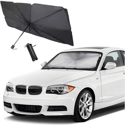 Dailygoods- Zonwering Opvouwbaar - Auto Paraplu - UV-Bescherming - Voorruit Zonwering - Groot Formaat 135 x 79 cm - Eenvoudig te Bedienen - Zonnescherm
