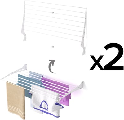 2x Foxydry Fold 100 white wasdroogrek wandmontage clicksysteem - 100 x 50 x 10 cm